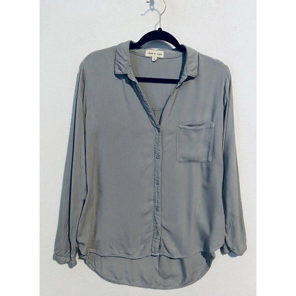 Cloth And Stone Anthropologie Top Womens Medium Gray Button Up Long Sleeve